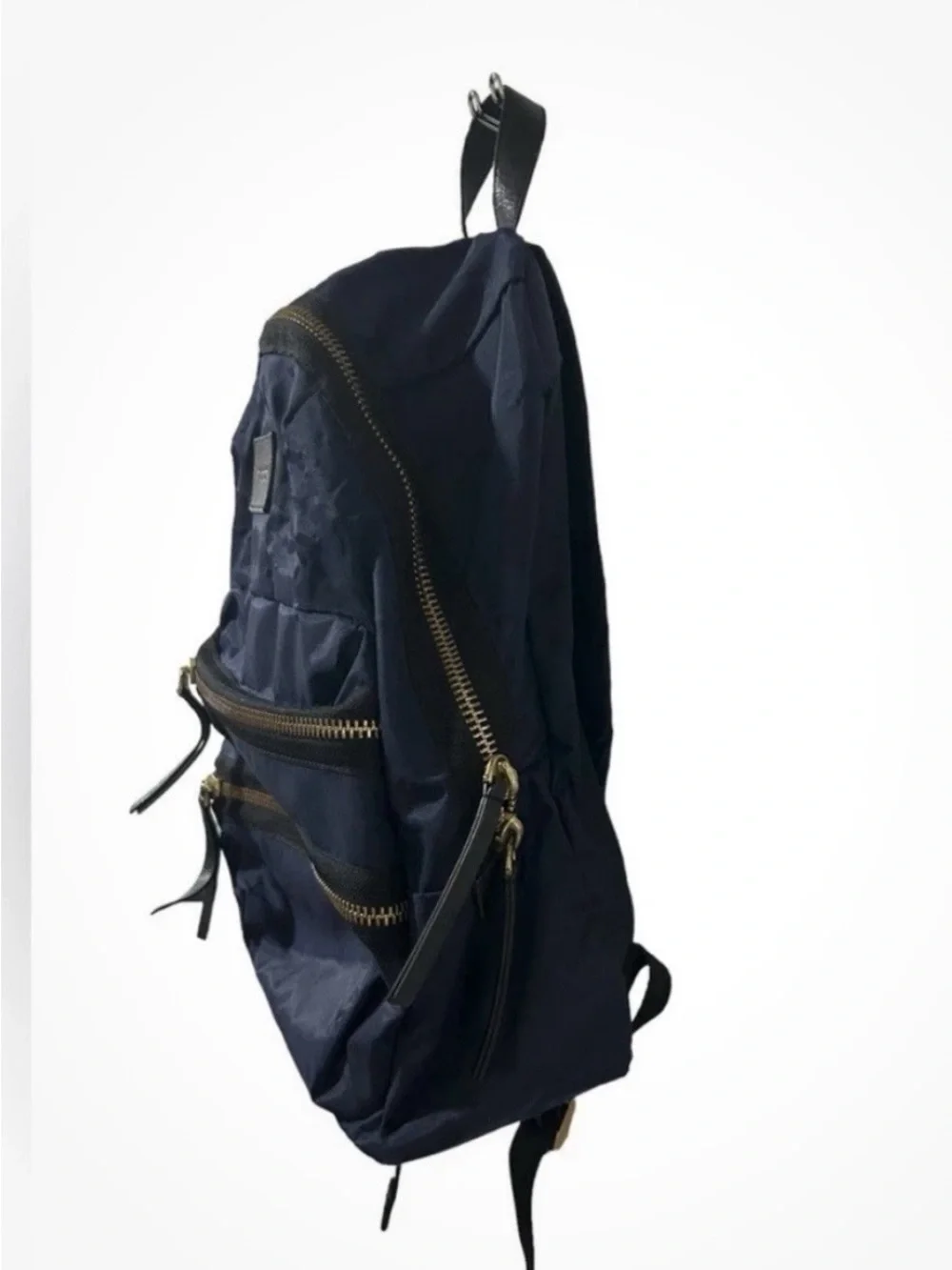 Marc Jacobs Navy Nylon Backpack with Gold Hardware Accents - Picture 3 of 5